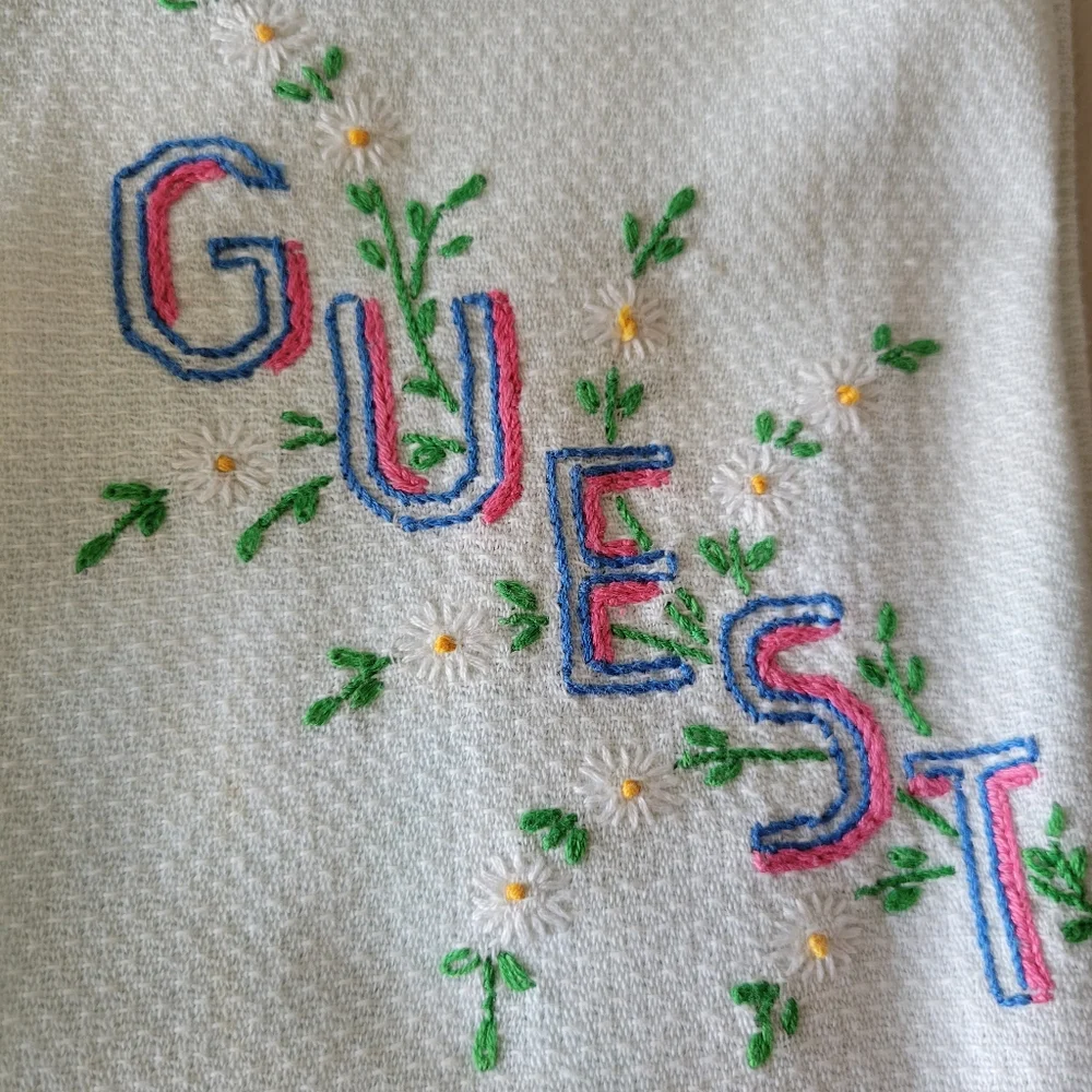 Vintage His & Hers & Guest Tea Towels , Embroidered, Wedding gift! Cottage!!